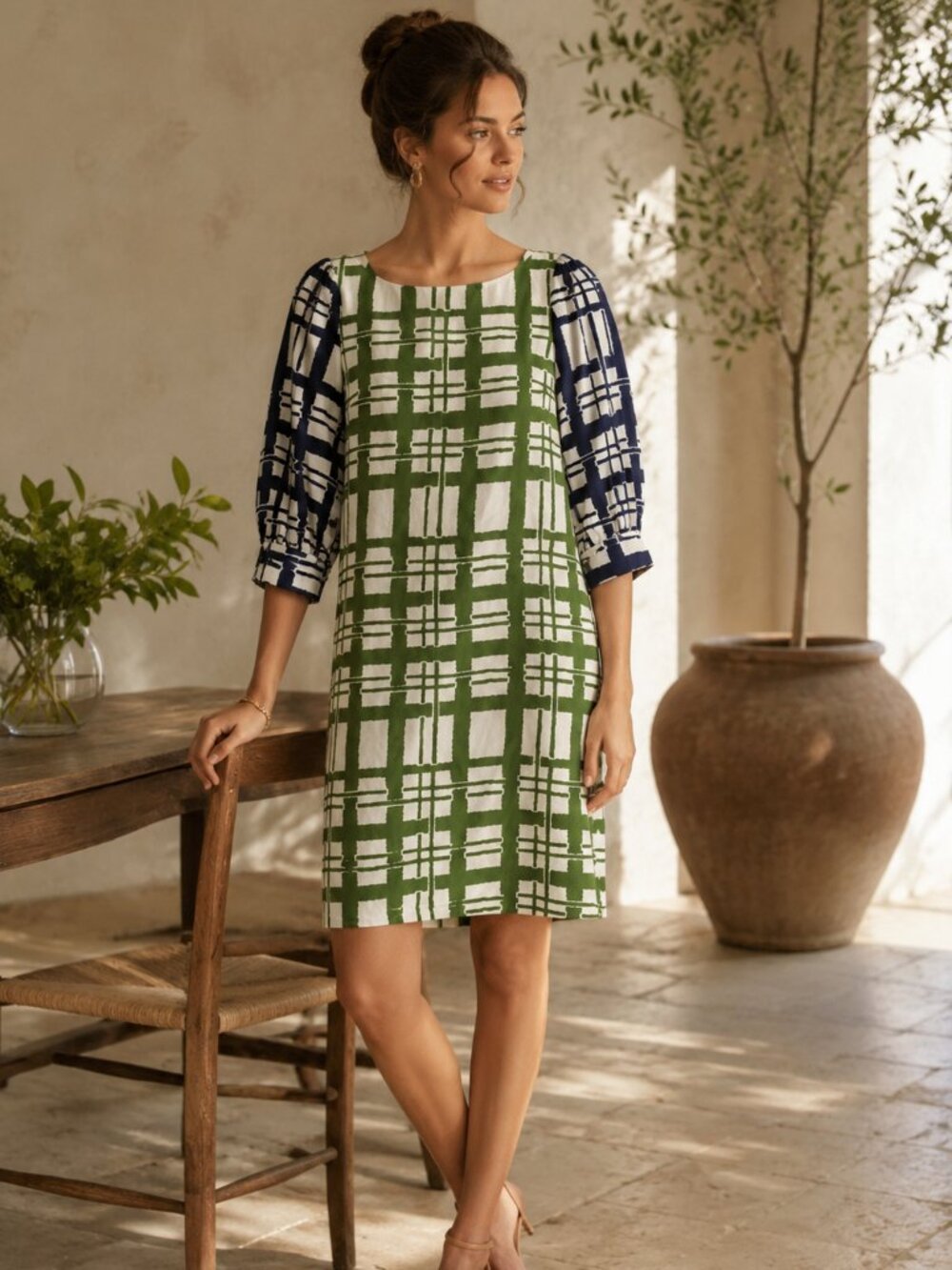✨2/$20 Anthropologie Maeve 100% Silk Abstract Shift Dress 4 Resort Vacation Mod - Picture 11 of 12